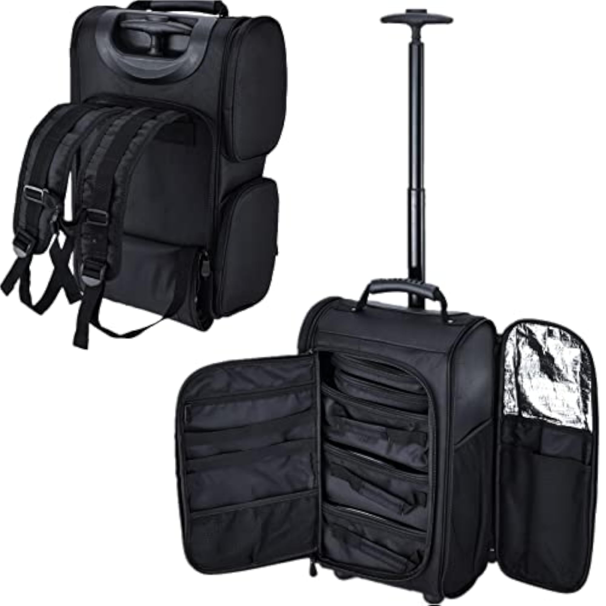 Rolling Makeup Train Case, Professional Backpack Organizer